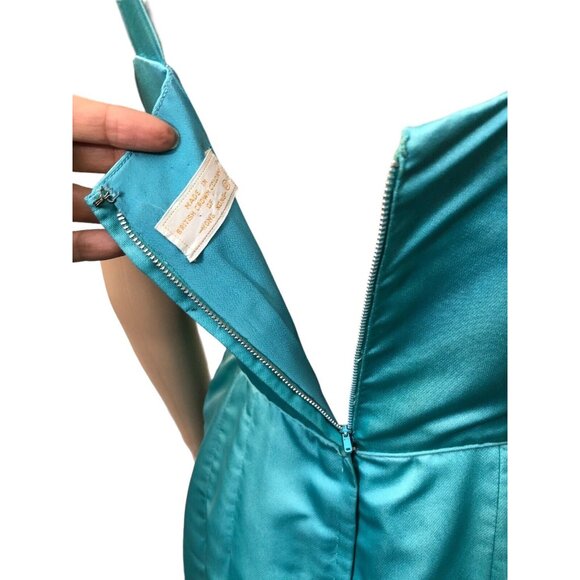 SOLD Vintage 1950s/60s Cyan Blue Maxi Wiggle Dress - Picture 7 of 11